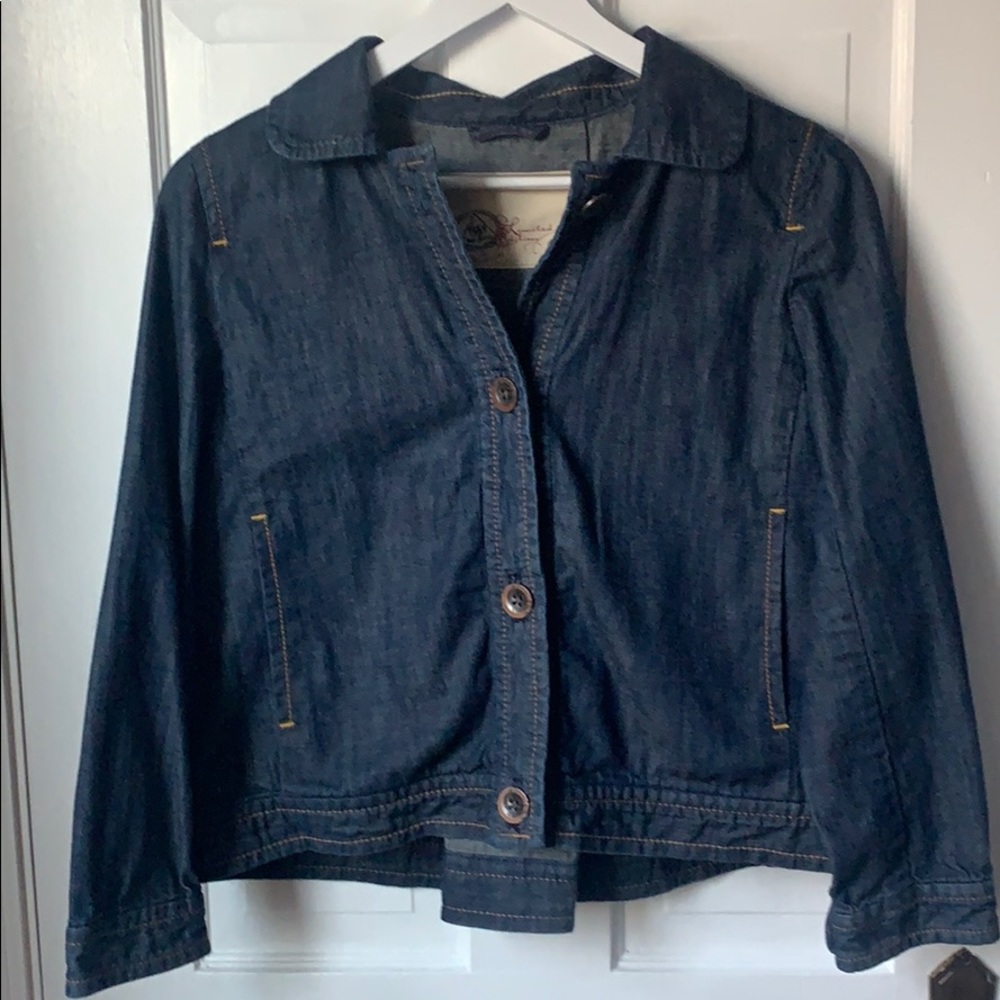 Gap Women’s Pleated Crop Denim Jean Jacket Size Medium